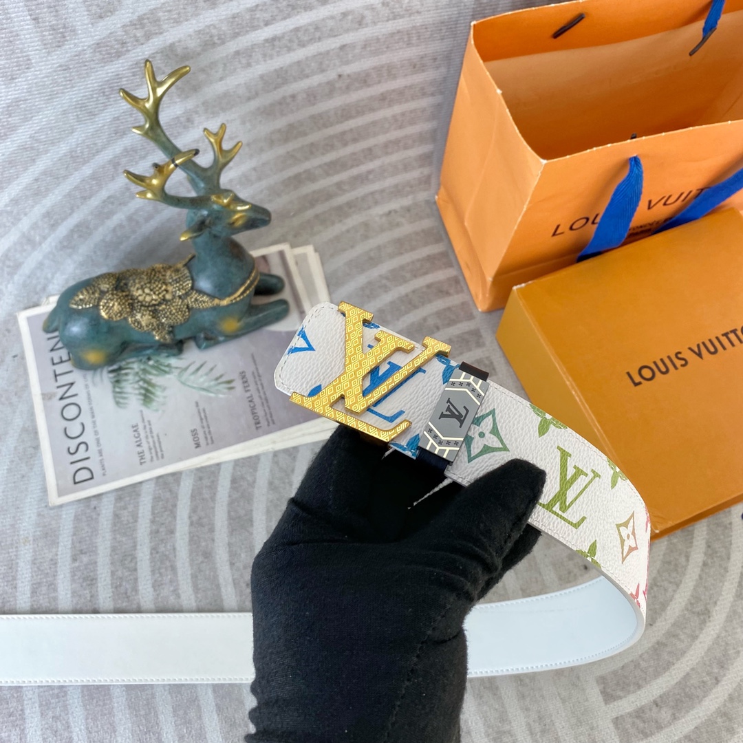 LV💕 特种皮腰带系列 ，原厂五金精品不锈钢扣，手感柔软舒适 宽3.8CM。