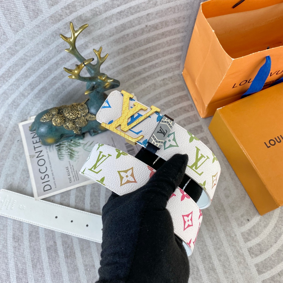 LV💕 特种皮腰带系列 ，原厂五金精品不锈钢扣，手感柔软舒适 宽3.8CM。