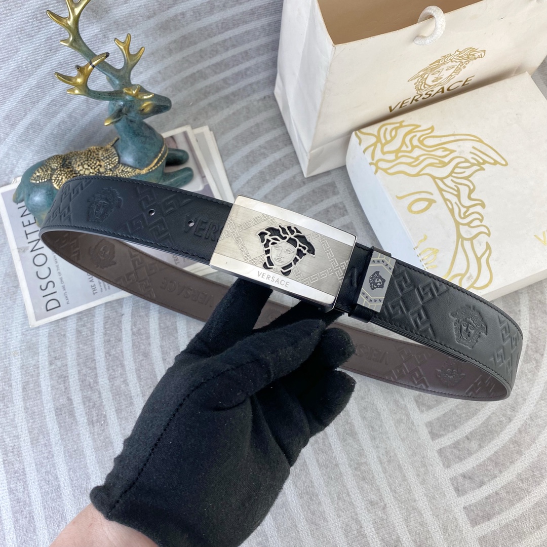 范思哲💕 特种皮腰带系列 ，原厂五金精品不锈钢扣，手感柔软舒适 宽3.8CM。
