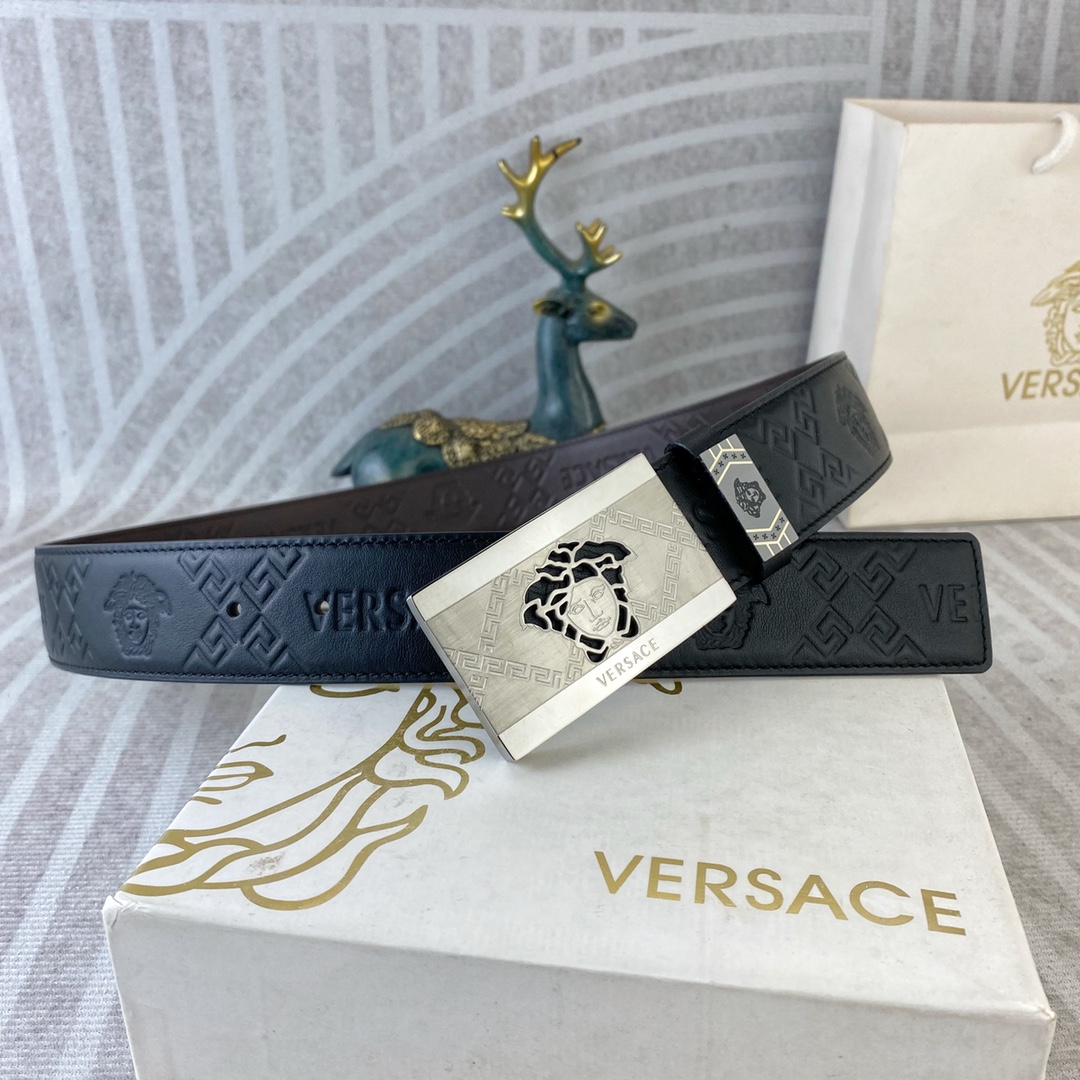 范思哲💕 特种皮腰带系列 ，原厂五金精品不锈钢扣，手感柔软舒适 宽3.8CM。