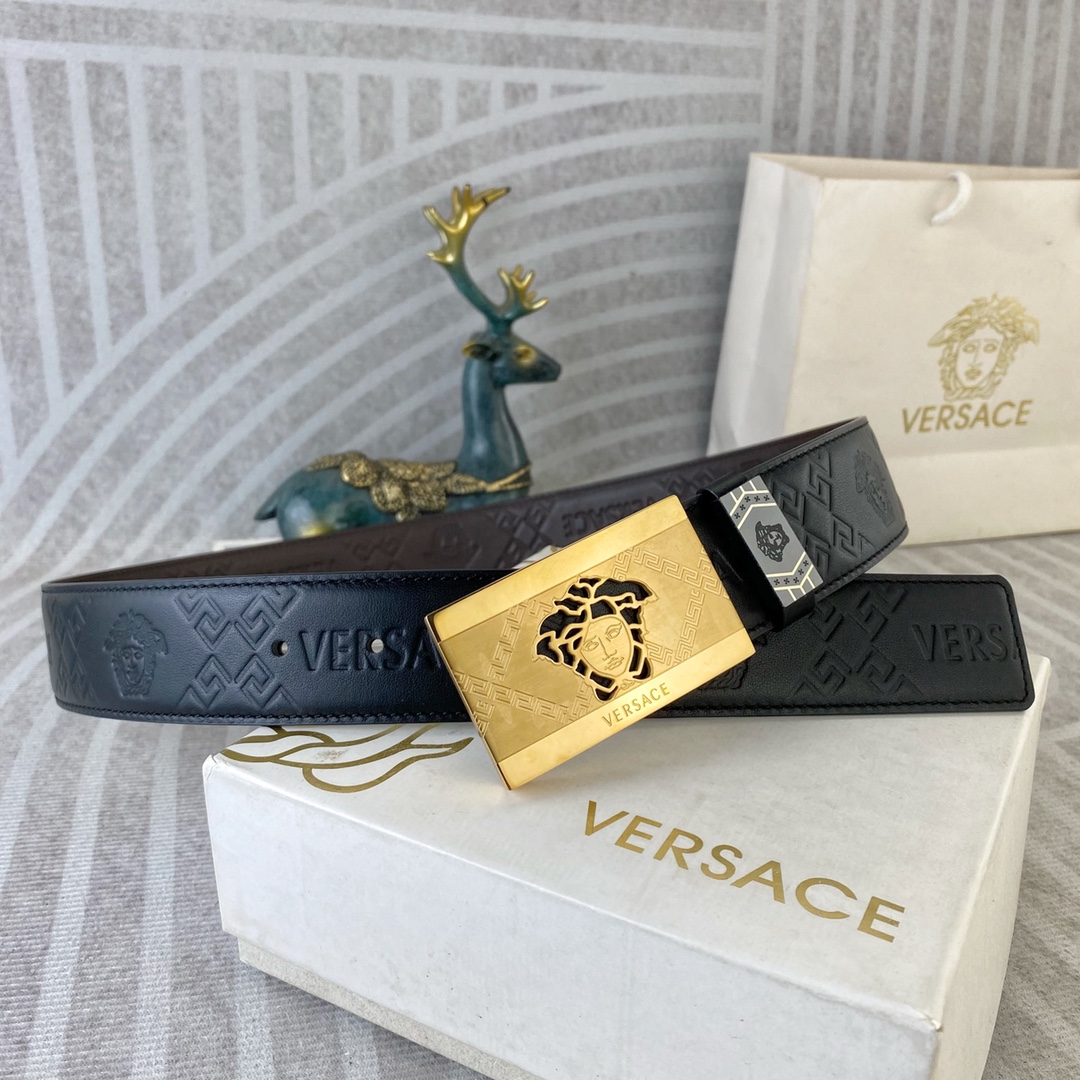 范思哲💕 特种皮腰带系列 ，原厂五金精品不锈钢扣，手感柔软舒适 宽3.8CM。