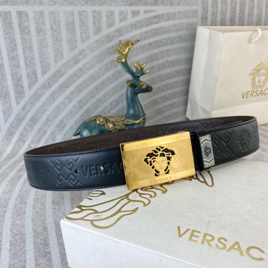 范思哲💕 特种皮腰带系列 ，原厂五金精品不锈钢扣，手感柔软舒适 宽3.8CM。
