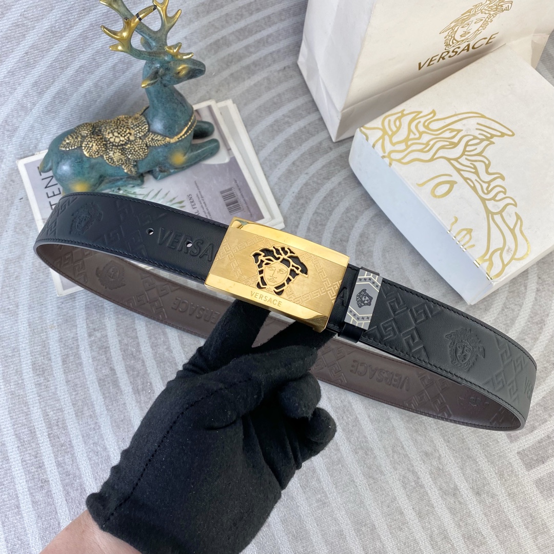 范思哲💕 特种皮腰带系列 ，原厂五金精品不锈钢扣，手感柔软舒适 宽3.8CM。