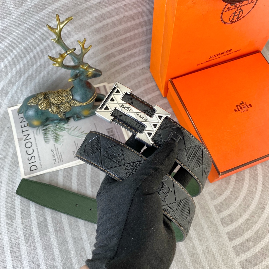 爱马仕💕 特种皮腰带系列 ，原厂五金精品不锈钢扣，手感柔软舒适 宽3.8CM。