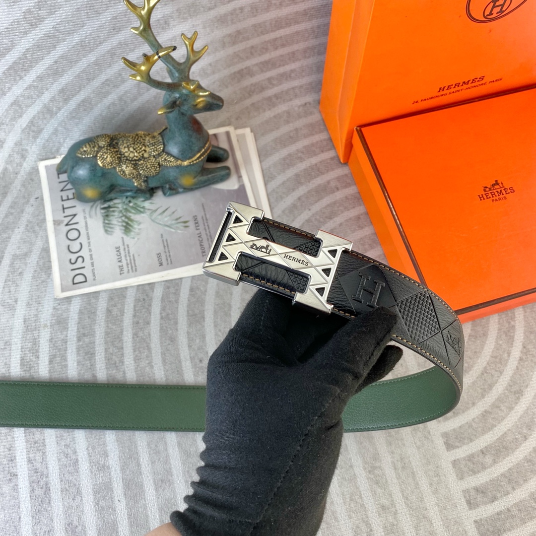 爱马仕💕 特种皮腰带系列 ，原厂五金精品不锈钢扣，手感柔软舒适 宽3.8CM。