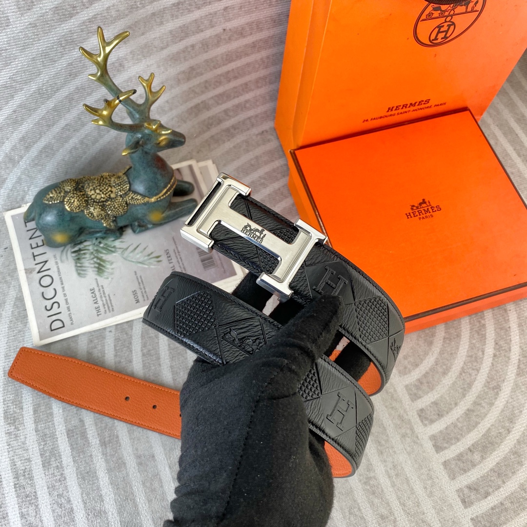 爱马仕💕 特种皮腰带系列 ，原厂五金精品不锈钢扣，手感柔软舒适 宽3.8CM。