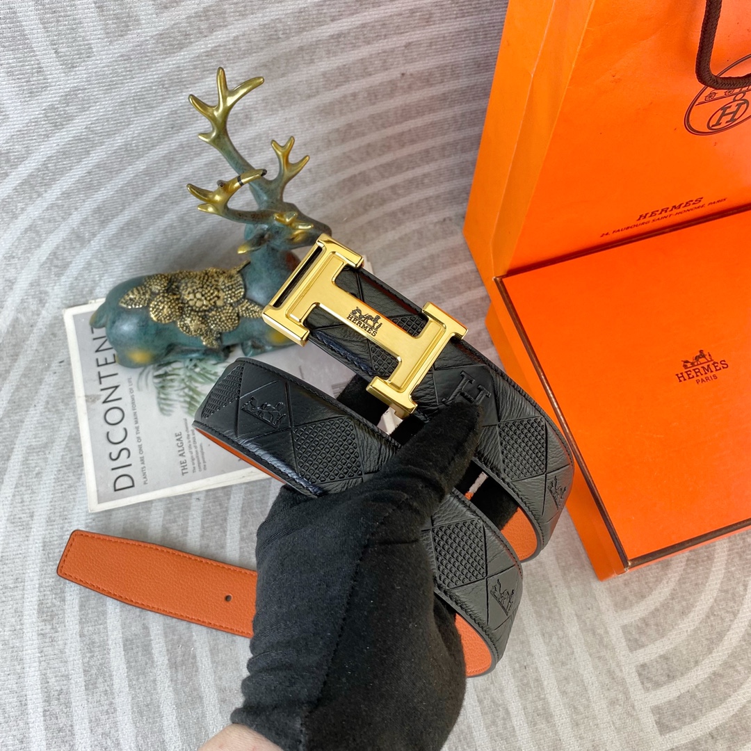 爱马仕💕 特种皮腰带系列 ，原厂五金精品不锈钢扣，手感柔软舒适 宽3.8CM。