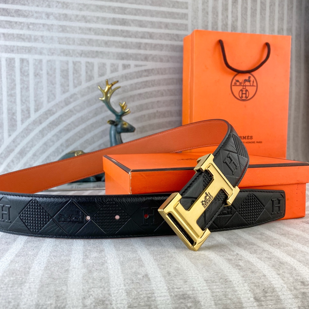爱马仕💕 特种皮腰带系列 ，原厂五金精品不锈钢扣，手感柔软舒适 宽3.8CM。