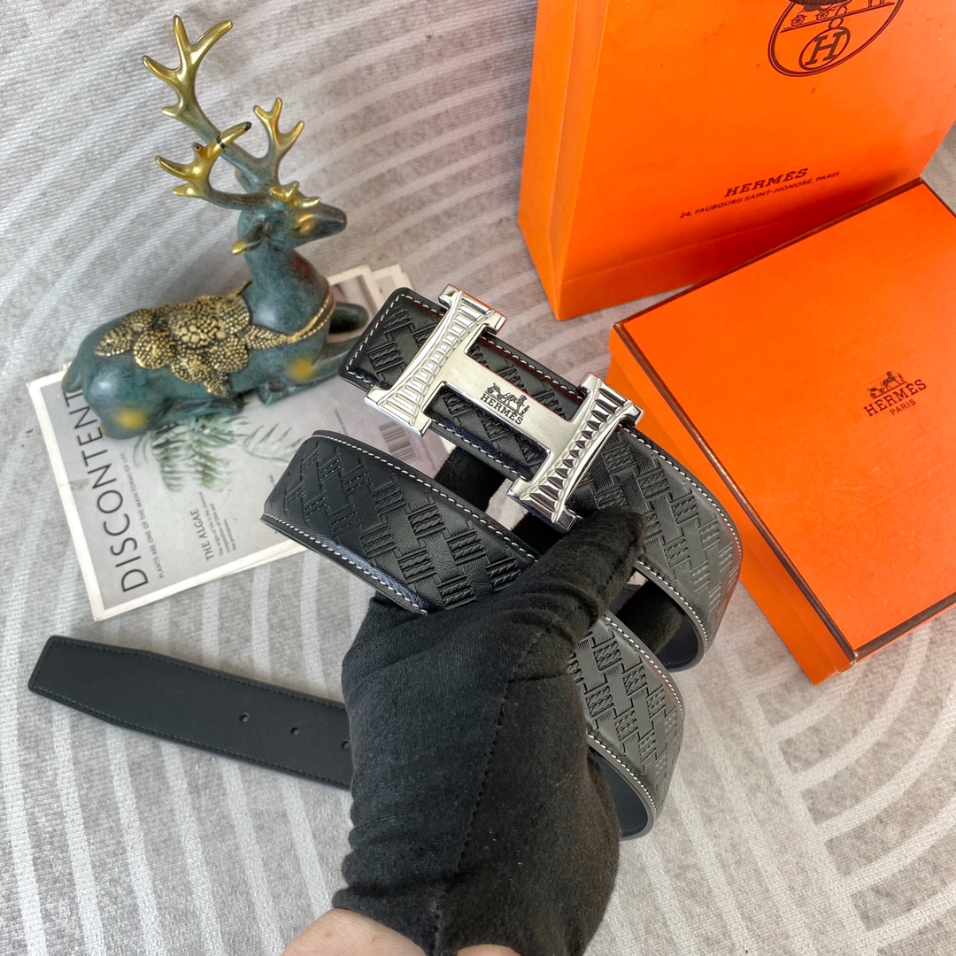 爱马仕💕 特种皮腰带系列 ，原厂五金精品不锈钢扣，手感柔软舒适 宽3.8CM。