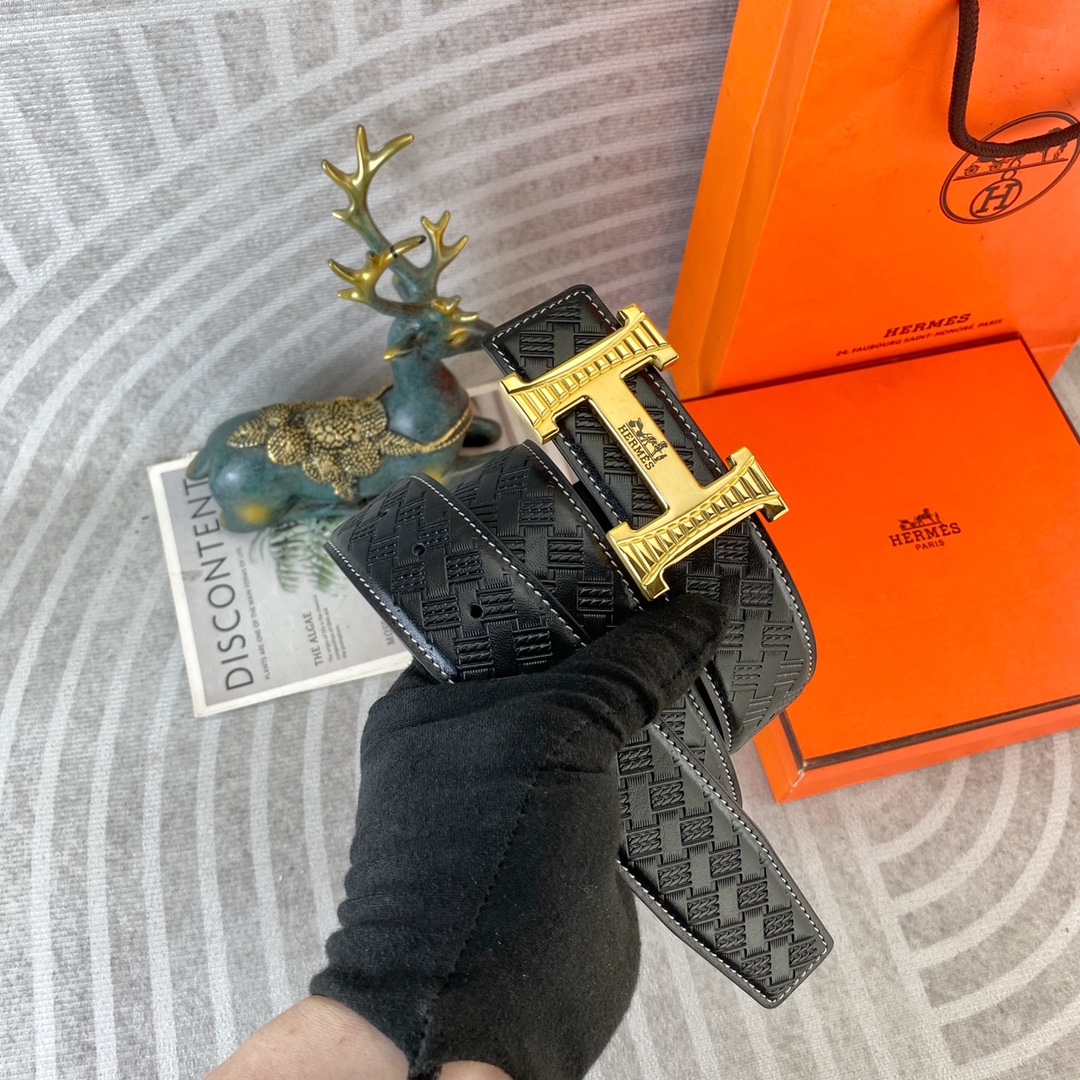 爱马仕💕 特种皮腰带系列 ，原厂五金精品不锈钢扣，手感柔软舒适 宽3.8CM。