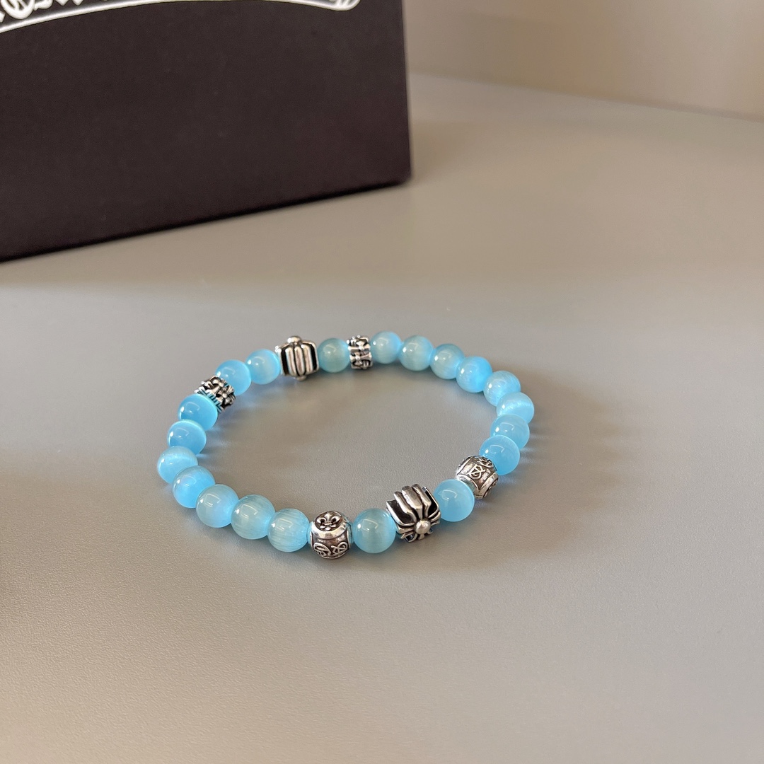 Pulsera Retro Chrome Hearts con Cuentas Azules - Estilo y Elegancia 6 i1752586269 3995 4
