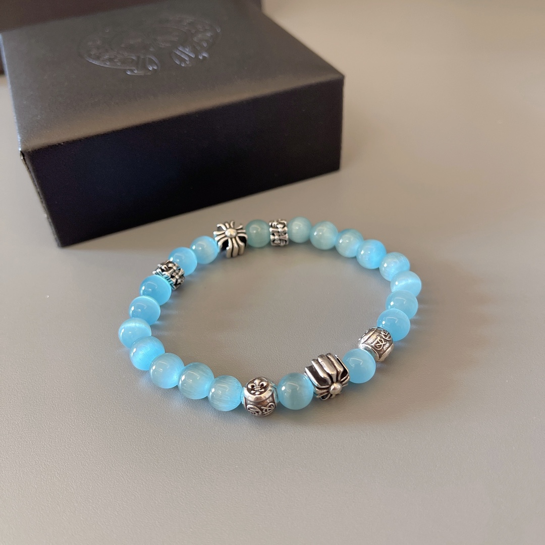 Pulsera Retro Chrome Hearts con Cuentas Azules - Estilo y Elegancia 10 i1752586269 4420 8