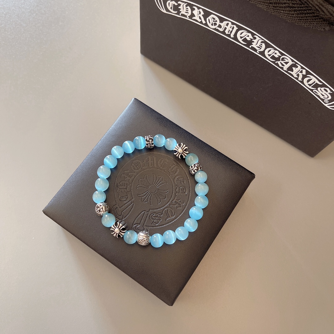 Pulsera Retro Chrome Hearts con Cuentas Azules - Estilo y Elegancia 7 i1752586269 5070 5