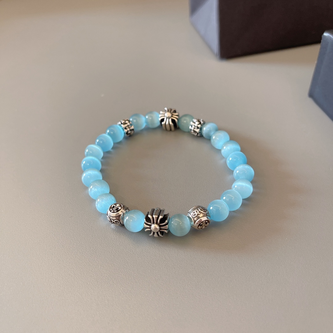 Pulsera Retro Chrome Hearts con Cuentas Azules - Estilo y Elegancia 9 i1752586269 5085 7