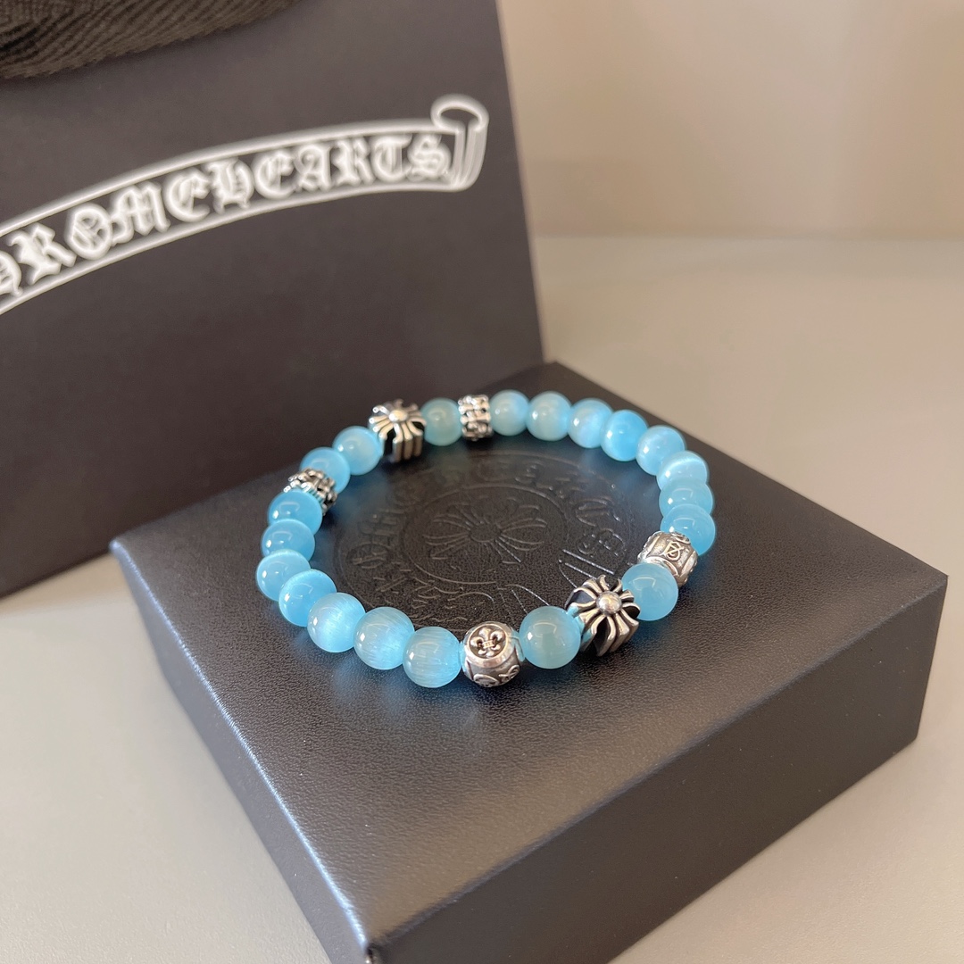 Pulsera Retro Chrome Hearts con Cuentas Azules - Estilo y Elegancia 3 i1752586269 5176 1