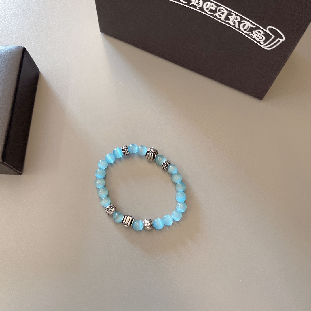 Pulsera Retro Chrome Hearts con Cuentas Azules - Estilo y Elegancia 5 i1752586269 5274 3
