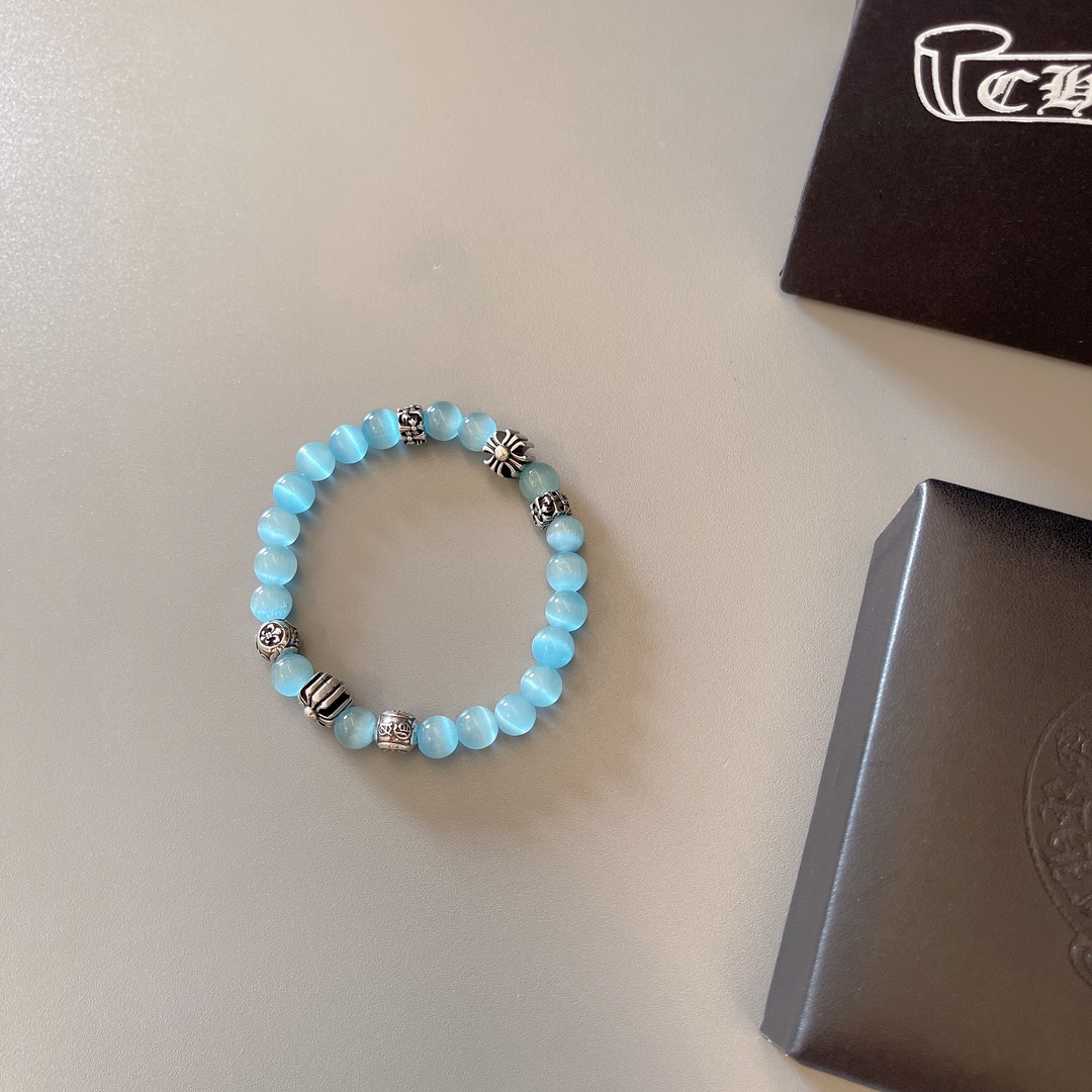 Pulsera Retro Chrome Hearts con Cuentas Azules - Estilo y Elegancia 8 i1752586269 6588 6