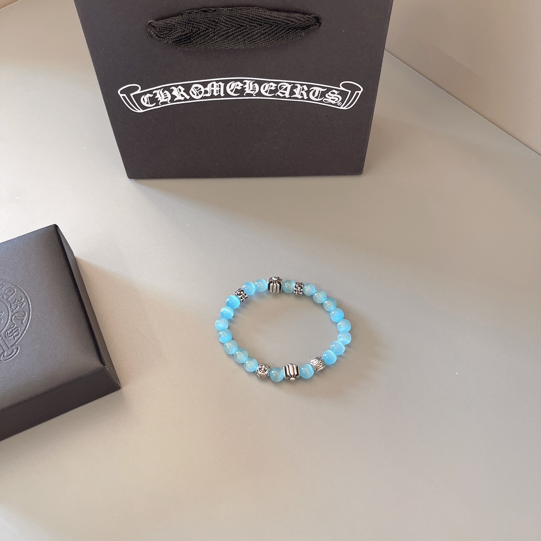 Pulsera Retro Chrome Hearts con Cuentas Azules - Estilo y Elegancia 4 i1752586269 6741 2