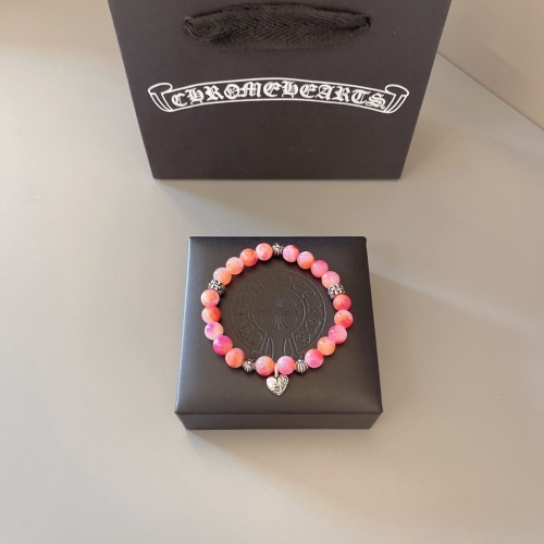 Chrome Hearts Pulsera Retro con Cuentas Rosadas y Dije de Corazón 20 Chrome Hearts Pulsera Retro con Cuentas Rosadas y Dije de Corazón