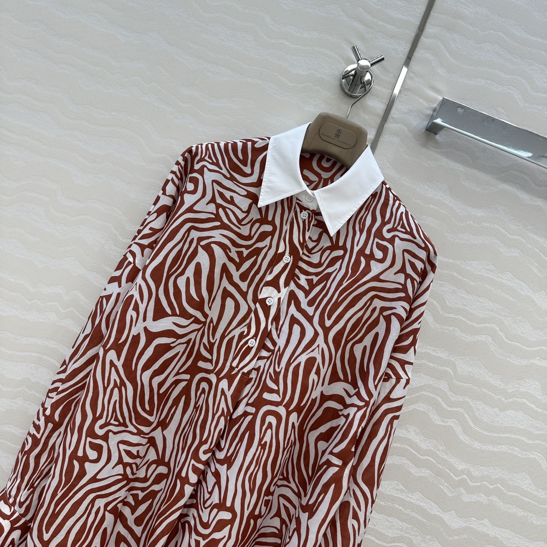 独家首发❤️原单品质，BC老钱风穿搭！白富美必入度假风长衬衫连衣裙多种穿搭。府绸棉撞色领，优雅斑马纹印花