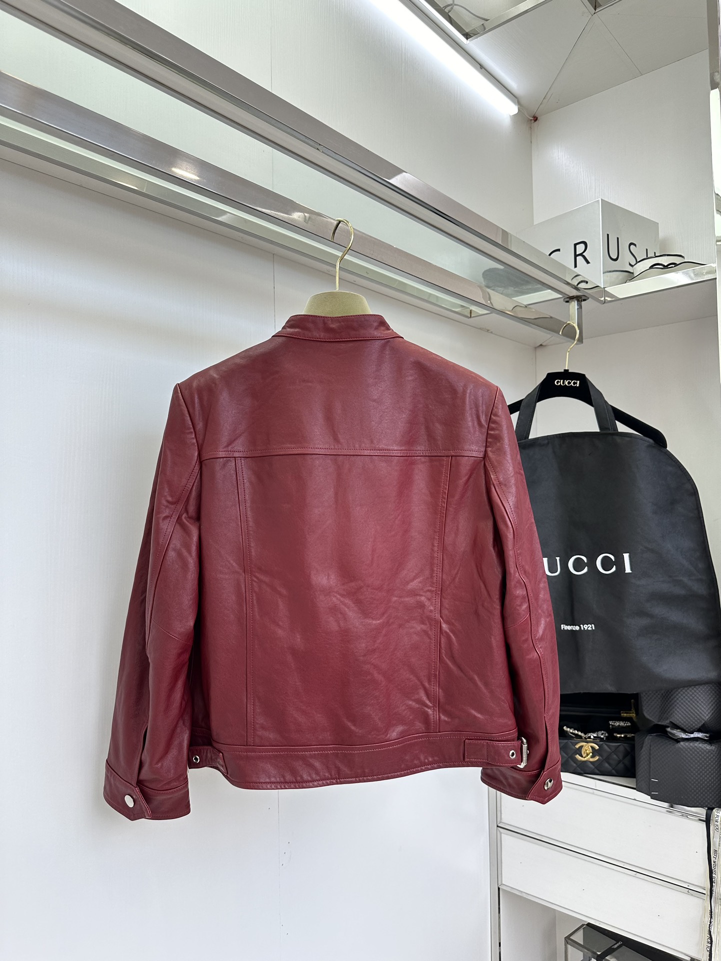 High-quality Hot Red Leather Suit with Turkish Imported Goat Skins and Pockets - 图片 4