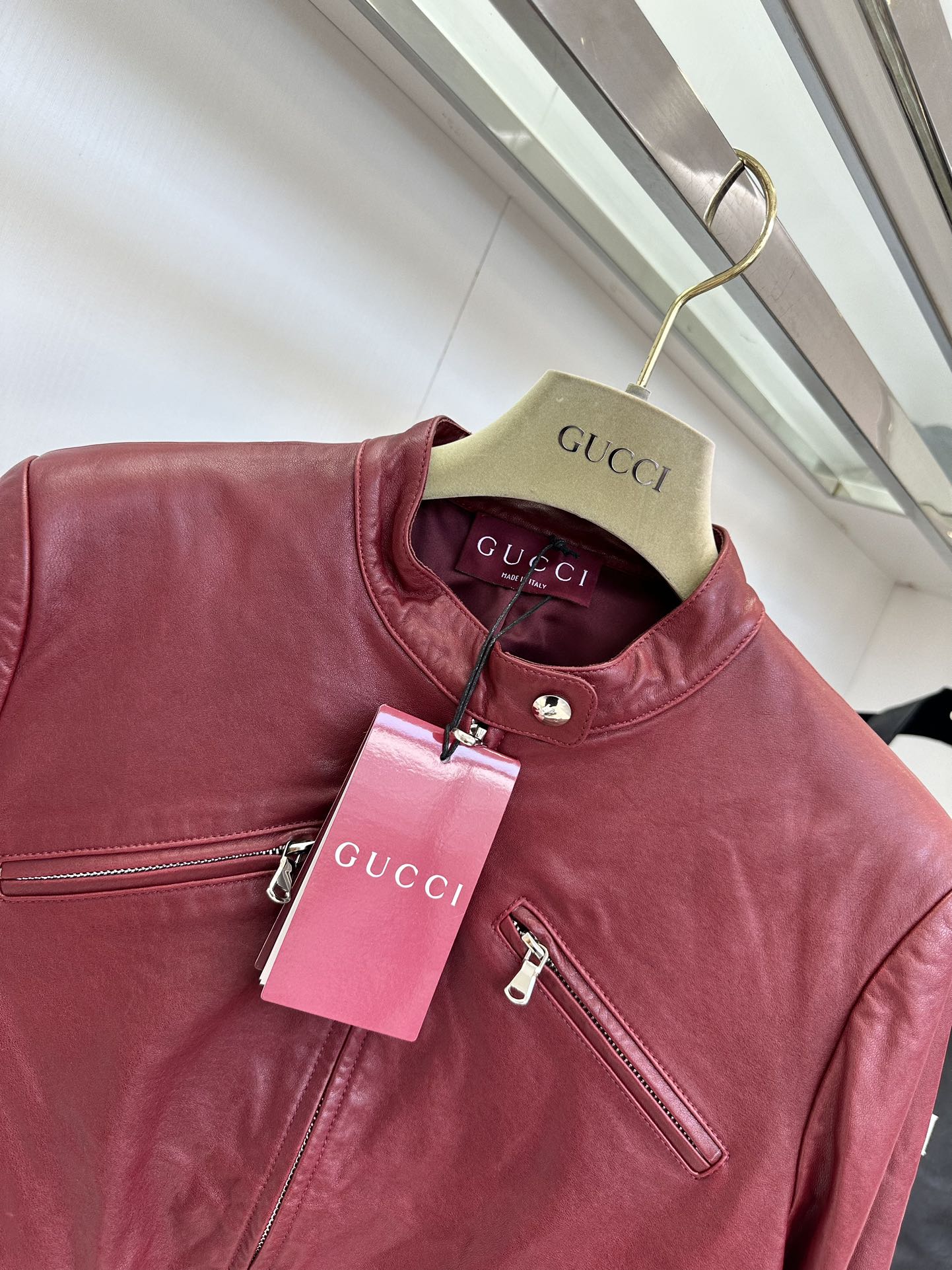 High-quality Hot Red Leather Suit with Turkish Imported Goat Skins and Pockets - 图片 6