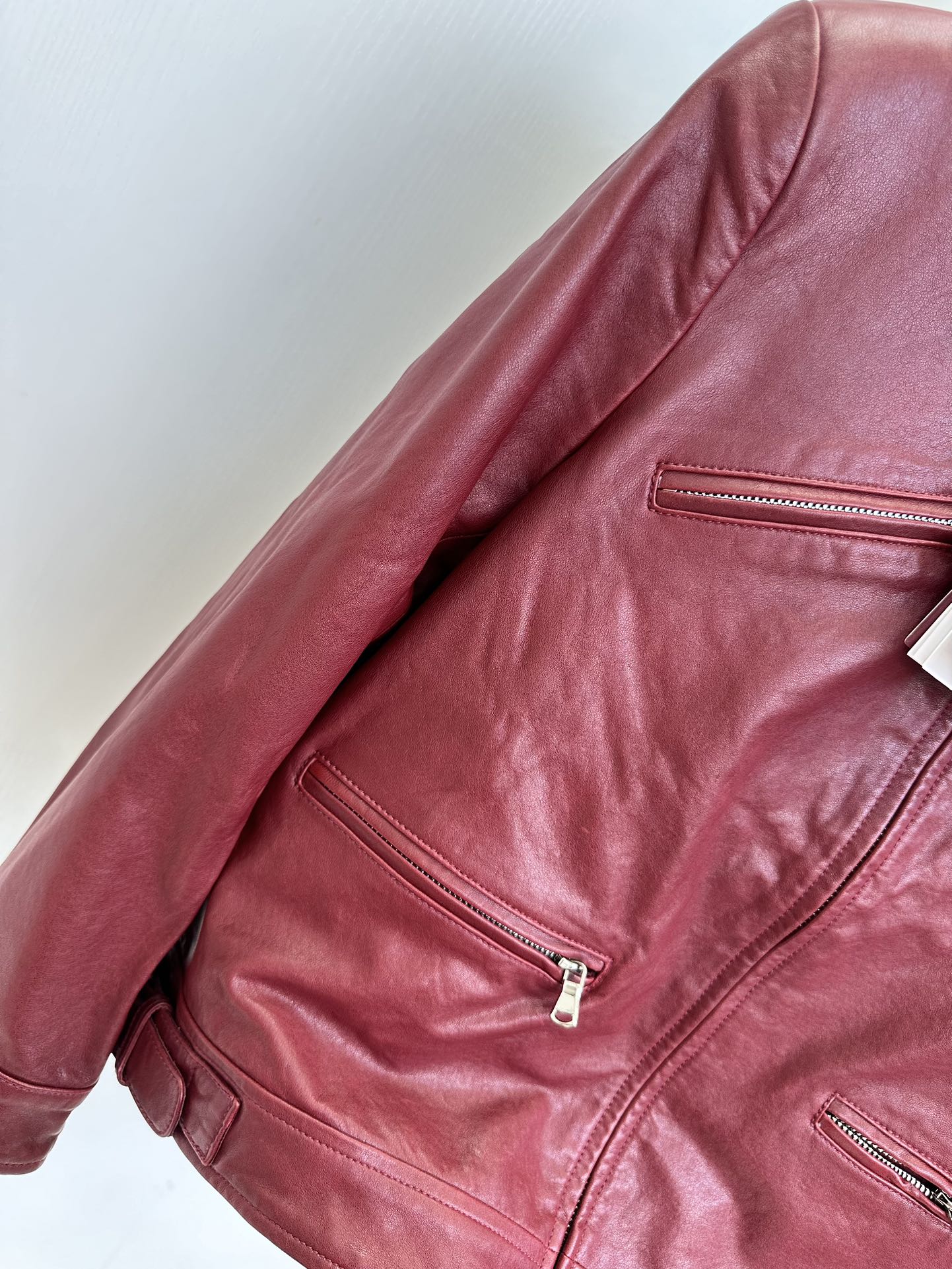 High-quality Hot Red Leather Suit with Turkish Imported Goat Skins and Pockets - 图片 7