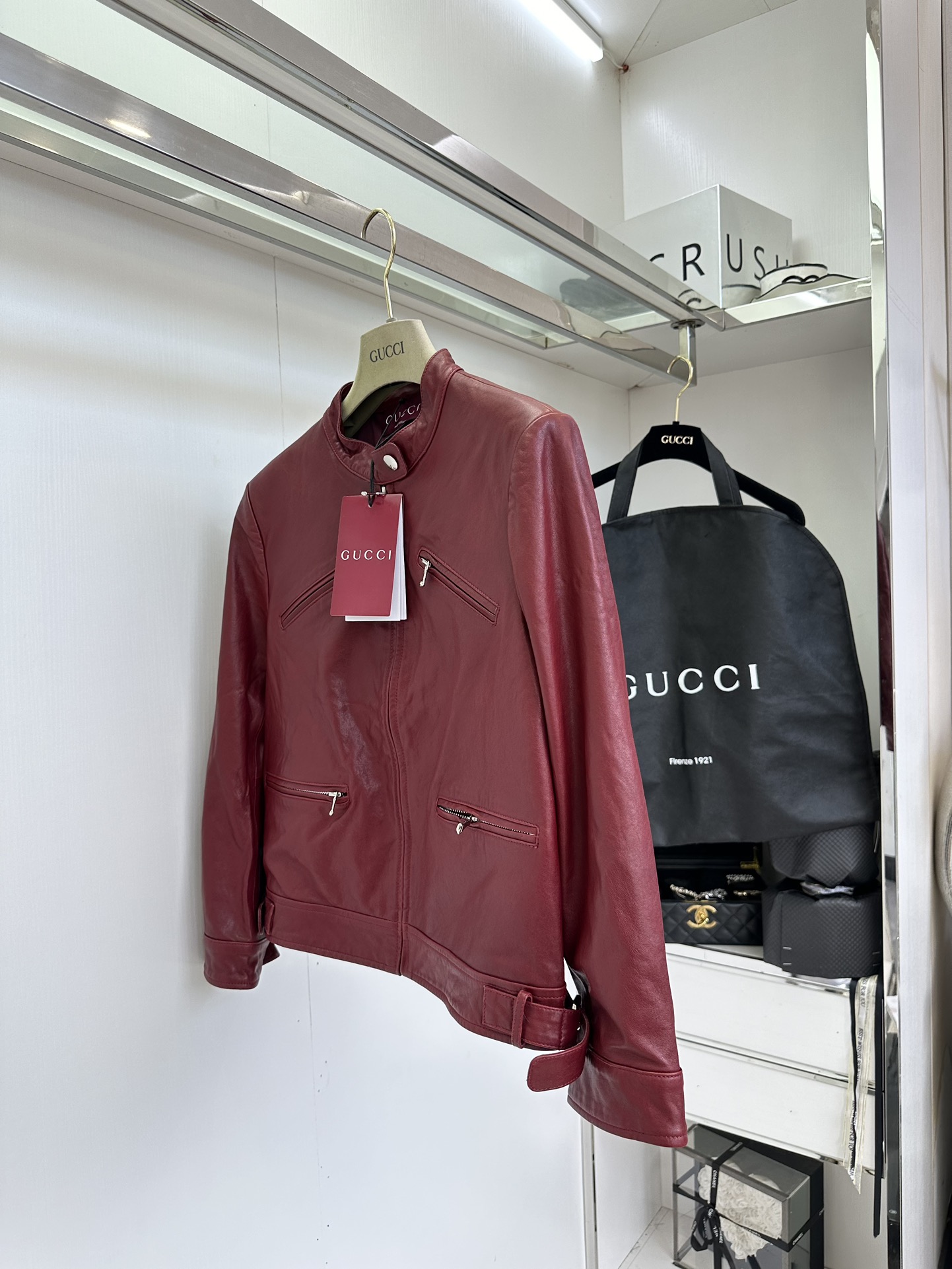 High-quality Hot Red Leather Suit with Turkish Imported Goat Skins and Pockets - 图片 5