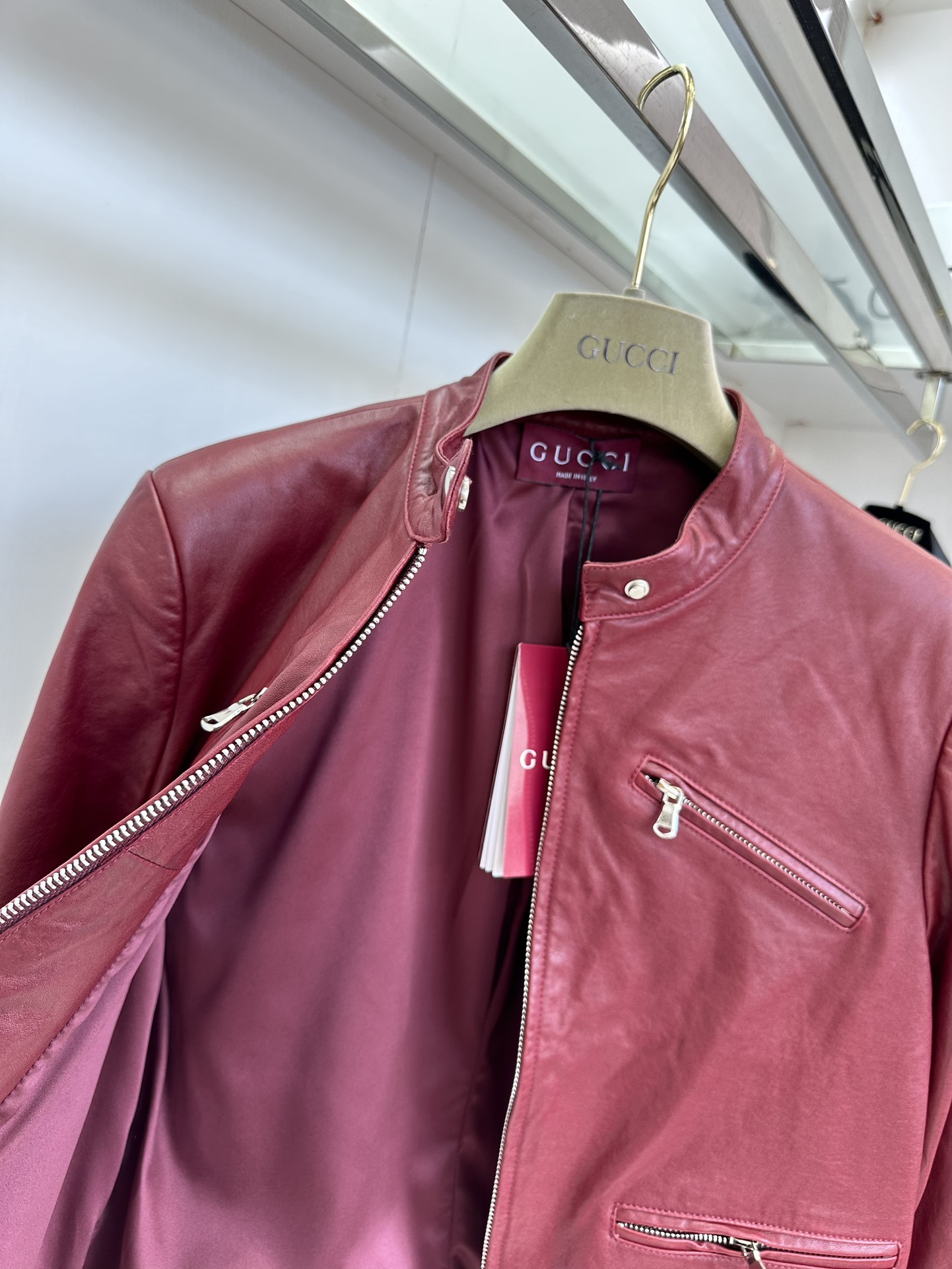 High-quality Hot Red Leather Suit with Turkish Imported Goat Skins and Pockets - 图片 8