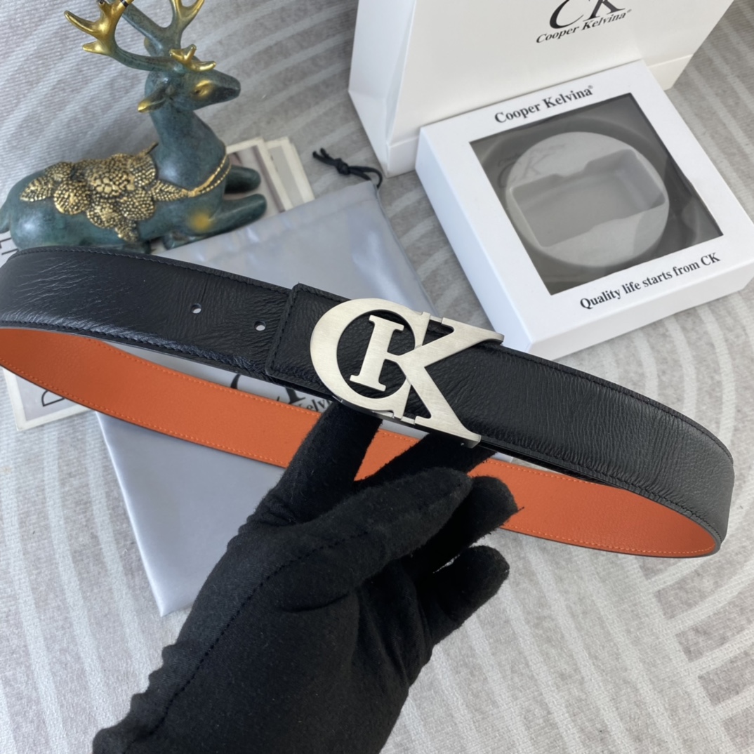 CK 💕 特种皮腰带系列 ，原厂五金精品不锈钢扣，手感柔软舒适 宽3.8CM。