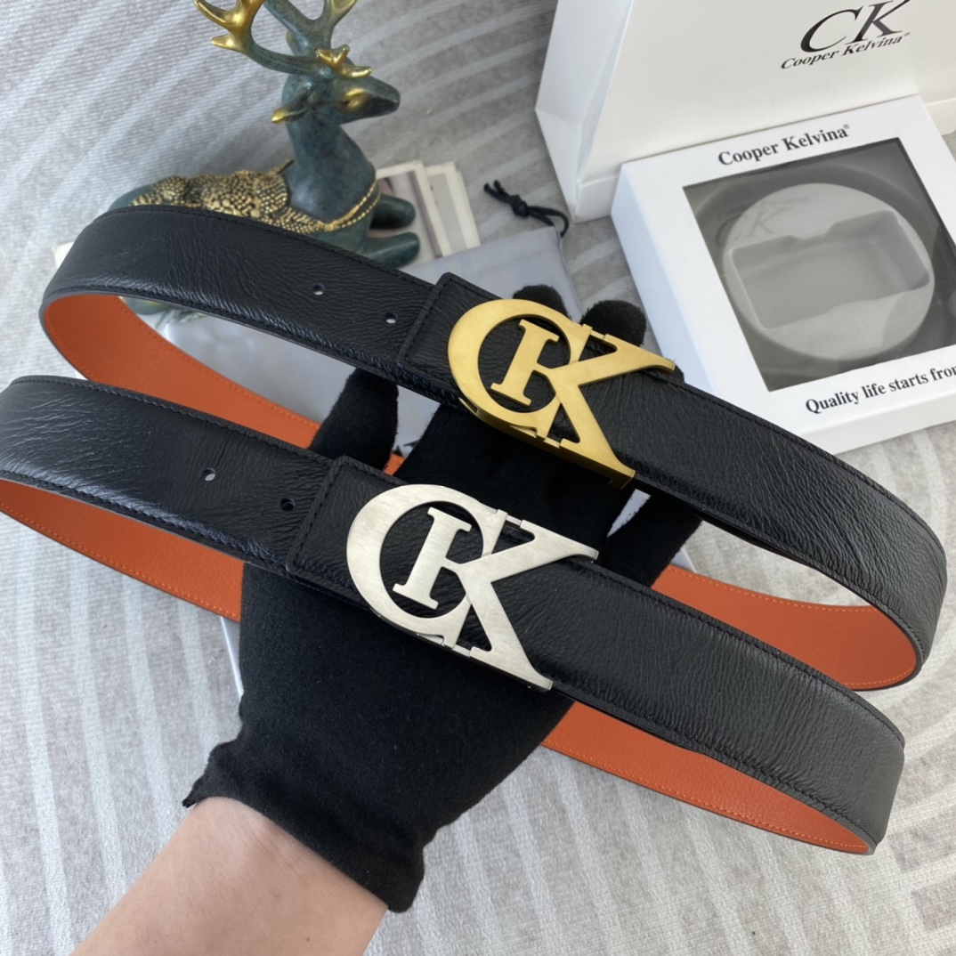 CK 💕 特种皮腰带系列 ，原厂五金精品不锈钢扣，手感柔软舒适 宽3.8CM。
