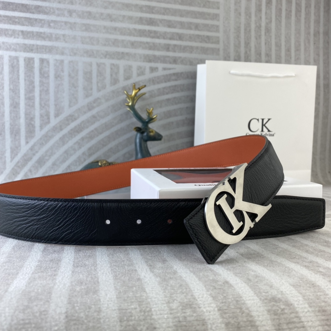 CK 💕 特种皮腰带系列 ，原厂五金精品不锈钢扣，手感柔软舒适 宽3.8CM。