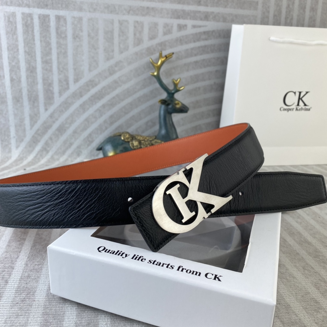 CK 💕 特种皮腰带系列 ，原厂五金精品不锈钢扣，手感柔软舒适 宽3.8CM。