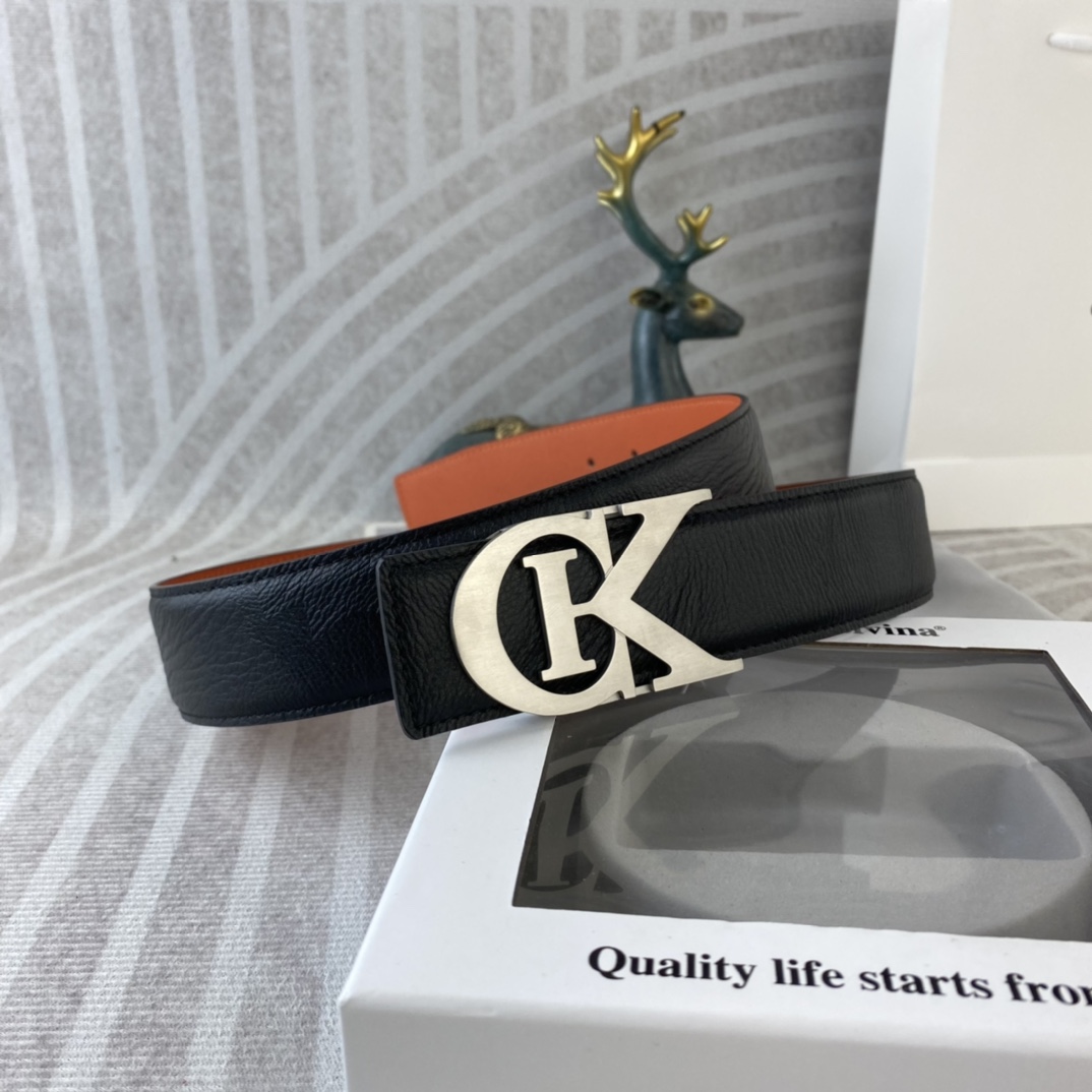 CK 💕 特种皮腰带系列 ，原厂五金精品不锈钢扣，手感柔软舒适 宽3.8CM。