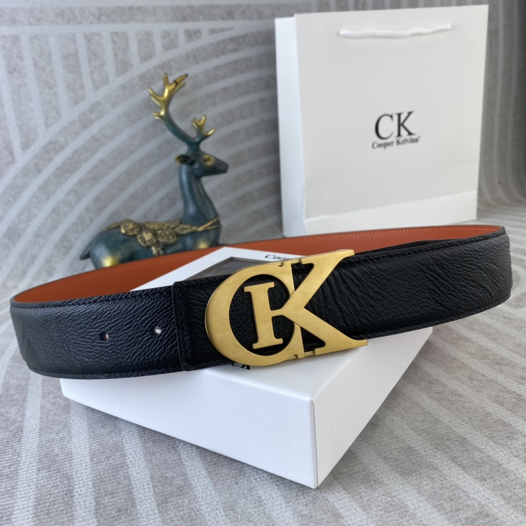 CK 💕 特种皮腰带系列 ，原厂五金精品不锈钢扣，手感柔软舒适 宽3.8CM。