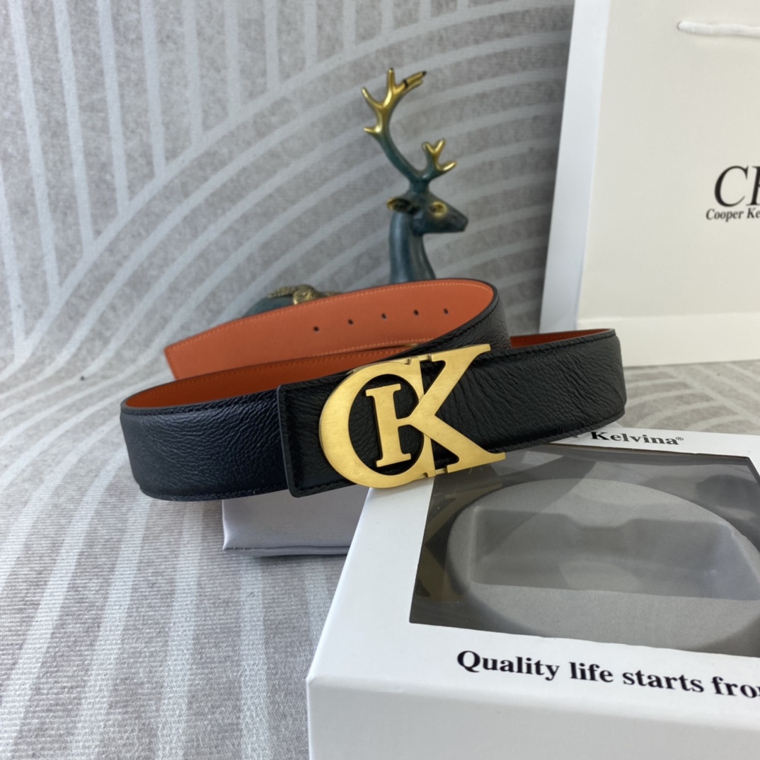 CK 💕 特种皮腰带系列 ，原厂五金精品不锈钢扣，手感柔软舒适 宽3.8CM。