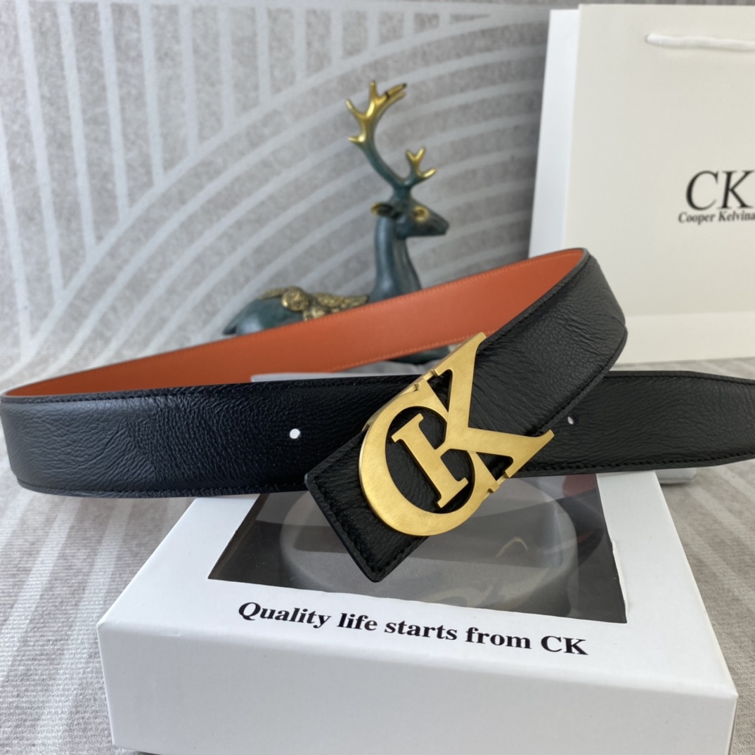 CK 💕 特种皮腰带系列 ，原厂五金精品不锈钢扣，手感柔软舒适 宽3.8CM。