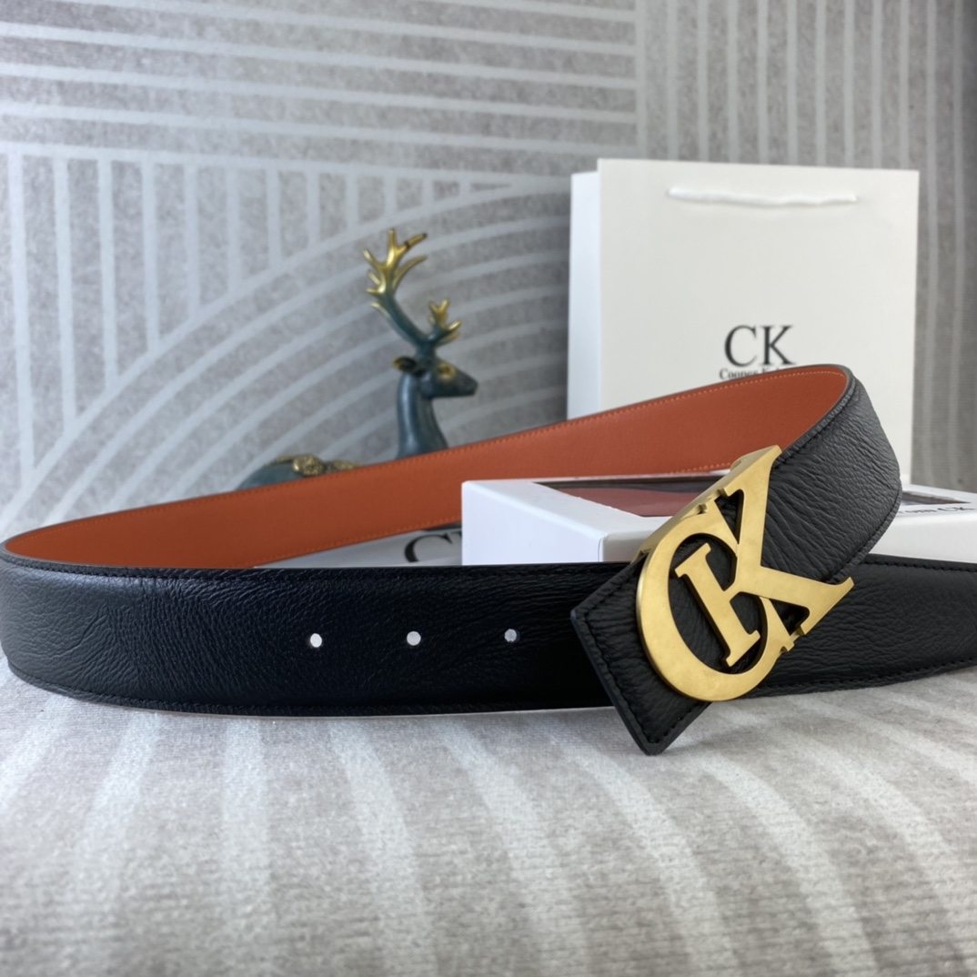CK 💕 特种皮腰带系列 ，原厂五金精品不锈钢扣，手感柔软舒适 宽3.8CM。