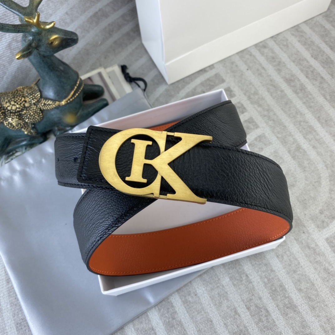CK 💕 特种皮腰带系列 ，原厂五金精品不锈钢扣，手感柔软舒适 宽3.8CM。