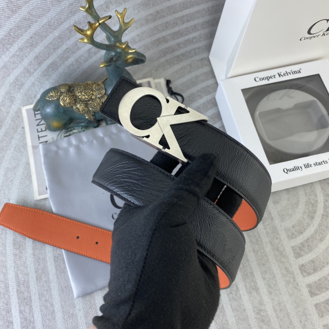 CK 💕 特种皮腰带系列 ，原厂五金精品不锈钢扣，手感柔软舒适 宽3.8CM。