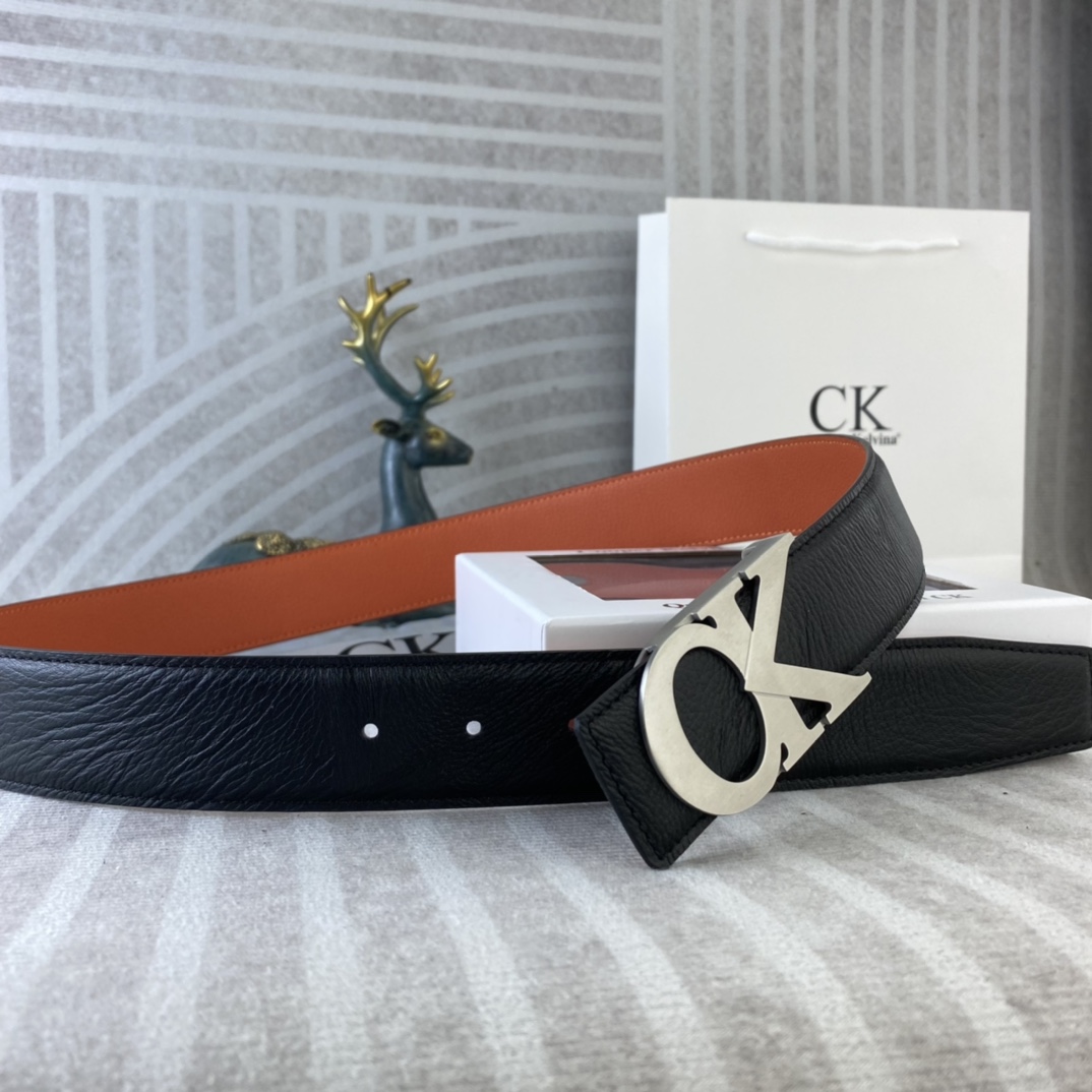 CK 💕 特种皮腰带系列 ，原厂五金精品不锈钢扣，手感柔软舒适 宽3.8CM。