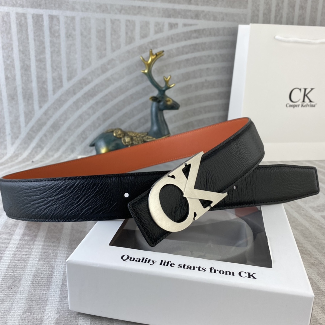 CK 💕 特种皮腰带系列 ，原厂五金精品不锈钢扣，手感柔软舒适 宽3.8CM。