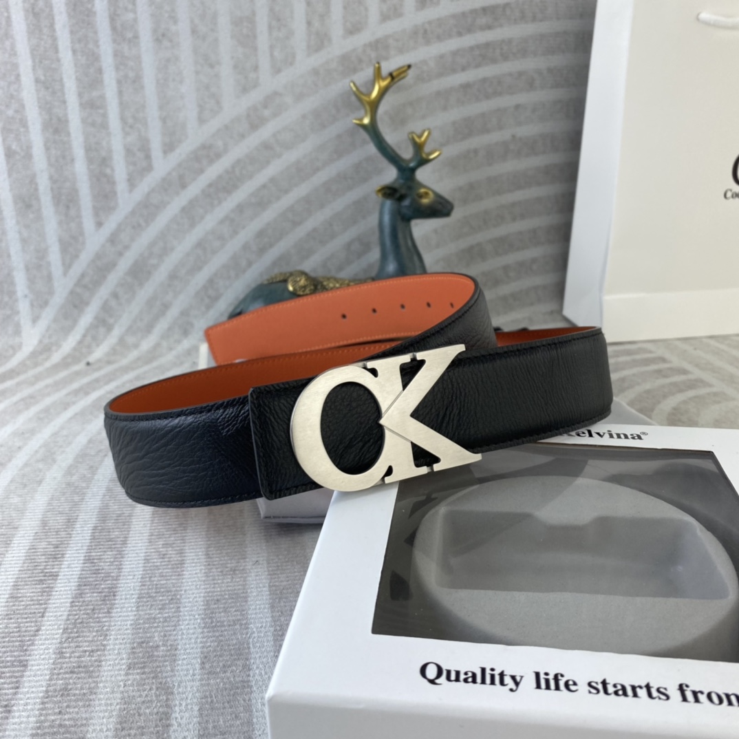 CK 💕 特种皮腰带系列 ，原厂五金精品不锈钢扣，手感柔软舒适 宽3.8CM。