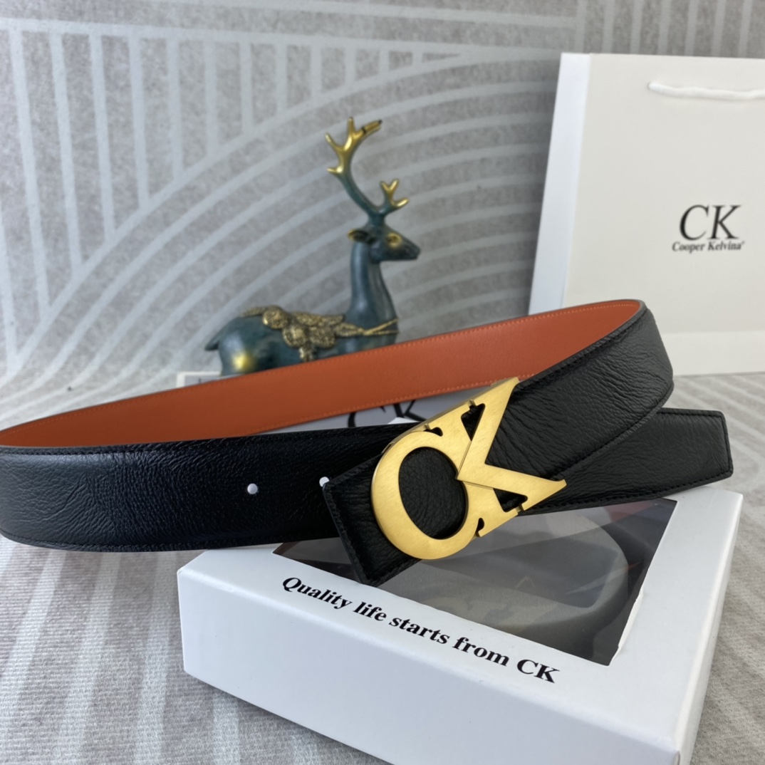 CK 💕 特种皮腰带系列 ，原厂五金精品不锈钢扣，手感柔软舒适 宽3.8CM。