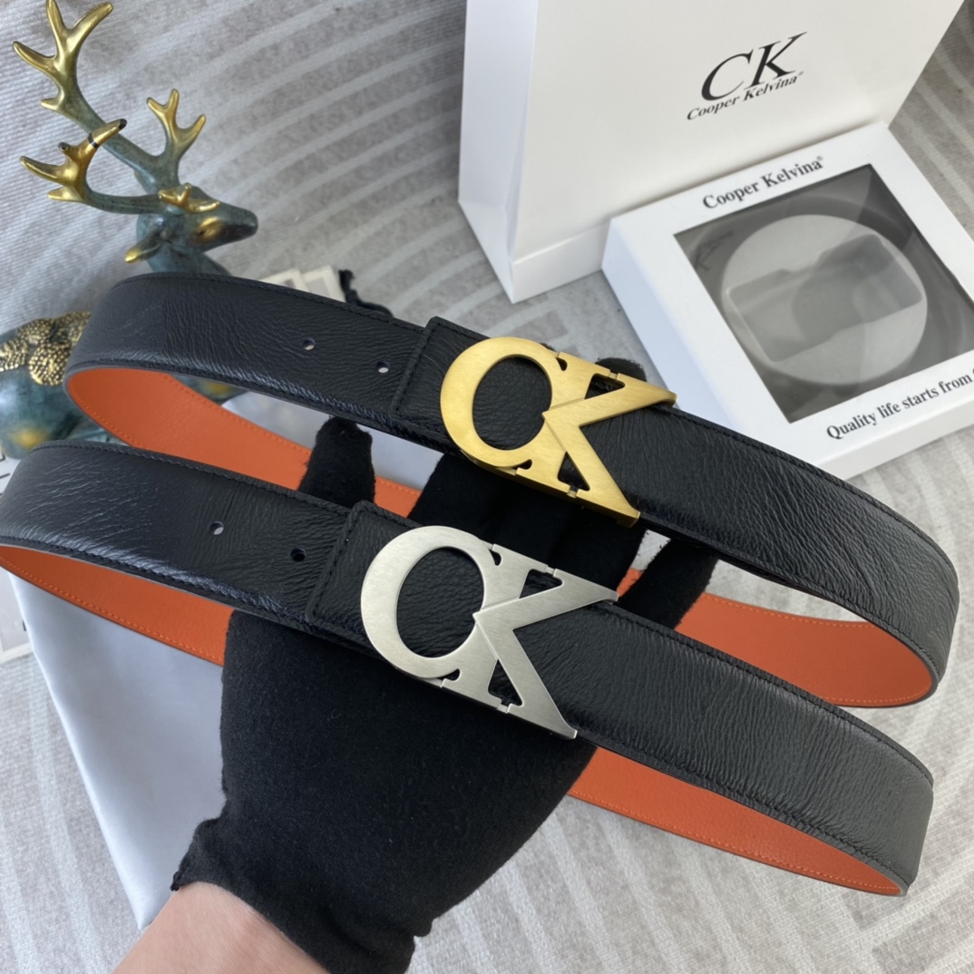 CK 💕 特种皮腰带系列 ，原厂五金精品不锈钢扣，手感柔软舒适 宽3.8CM。