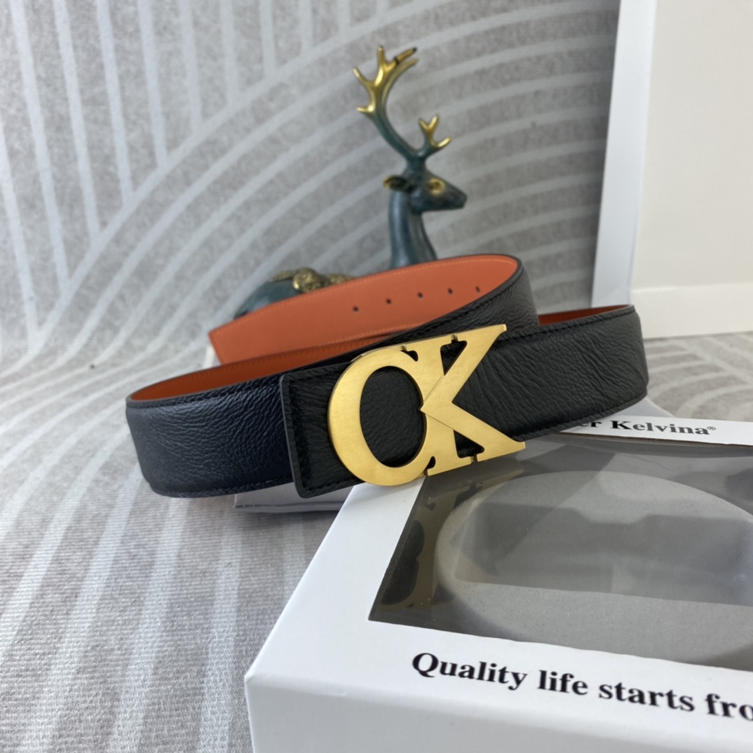 CK 💕 特种皮腰带系列 ，原厂五金精品不锈钢扣，手感柔软舒适 宽3.8CM。