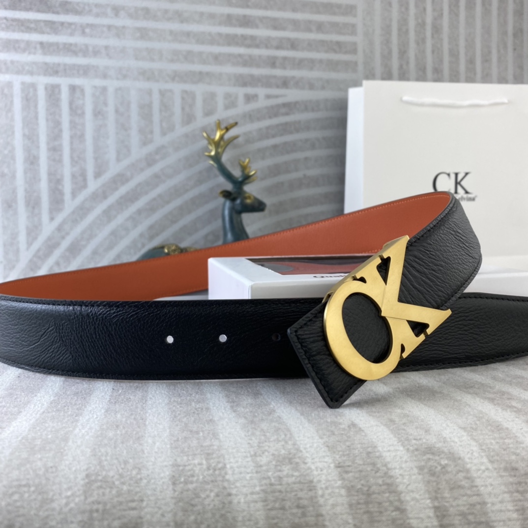 CK 💕 特种皮腰带系列 ，原厂五金精品不锈钢扣，手感柔软舒适 宽3.8CM。