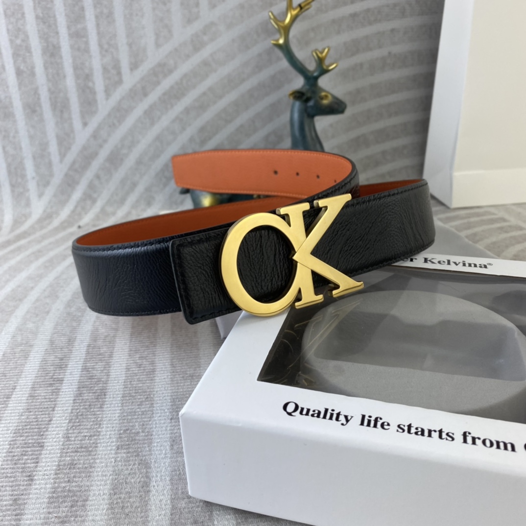 CK 💕 特种皮腰带系列 ，原厂五金精品不锈钢扣，手感柔软舒适 宽3.8CM。