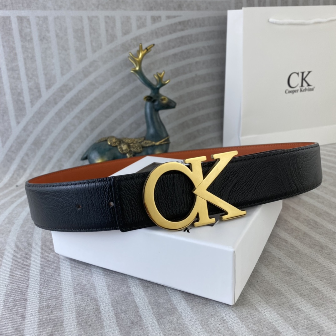 CK 💕 特种皮腰带系列 ，原厂五金精品不锈钢扣，手感柔软舒适 宽3.8CM。