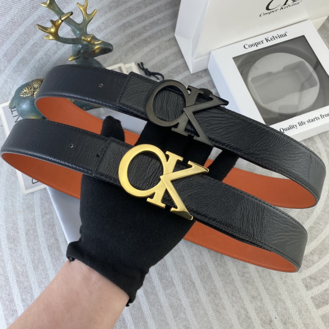 CK 💕 特种皮腰带系列 ，原厂五金精品不锈钢扣，手感柔软舒适 宽3.8CM。